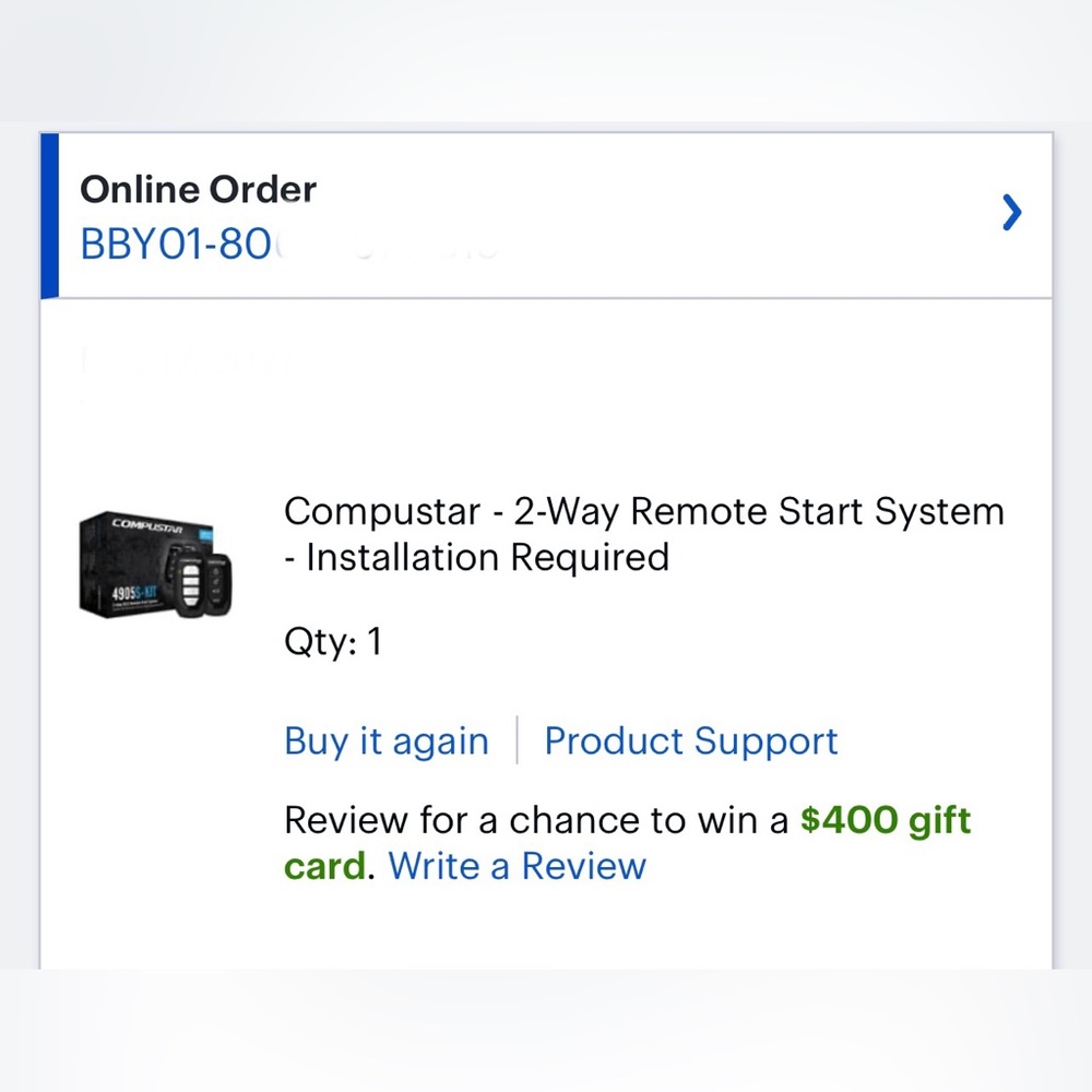 Compustar - 2-Way Remote Start System - Installation Required. NEW NEVER OPEN